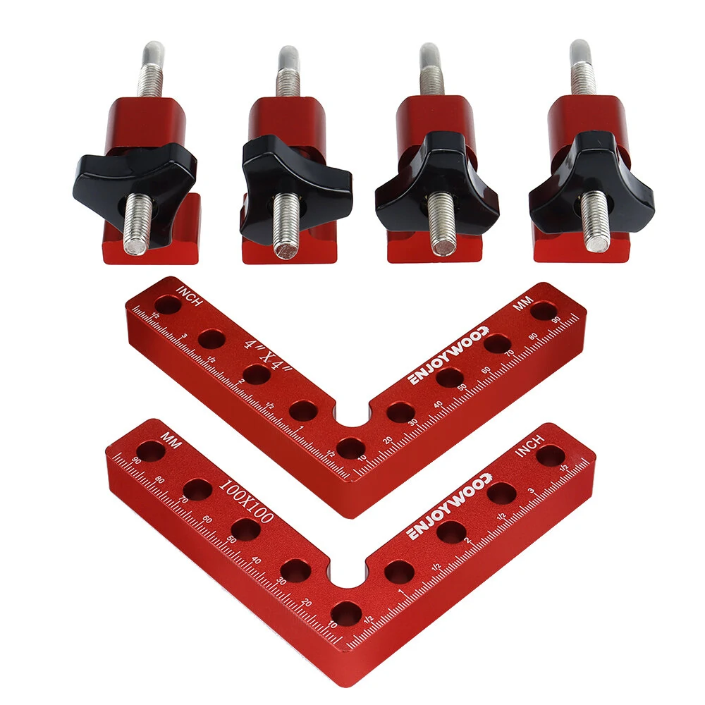 ENJOYWOOD 6PCS Woodworking Upgrade Right Angle Positioning Clamp Precision 90 Degree Clamping Square L-Shaped Auxiliary Fixture Splicing Board Carpenter Square Ruler Woodworking Tool (image for) ENJOYWOOD 6PCS Woodworking Upgrade Right Angle Positioning Clamp Precision 90 Degree Clamping Square L-Shaped Auxiliary Fixture Splicing Board Carpenter Square Ruler Woodworking Tool
